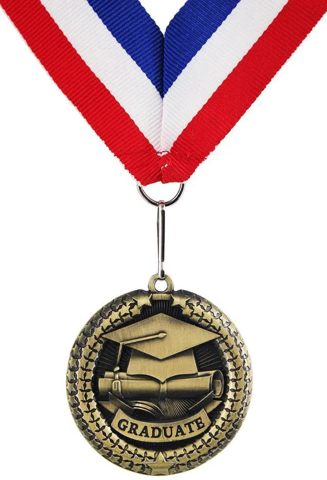 Main image of Graduation Medallion, Graduation Award Medal with Neck Ribbon, Copper (Zinc Alloy)
