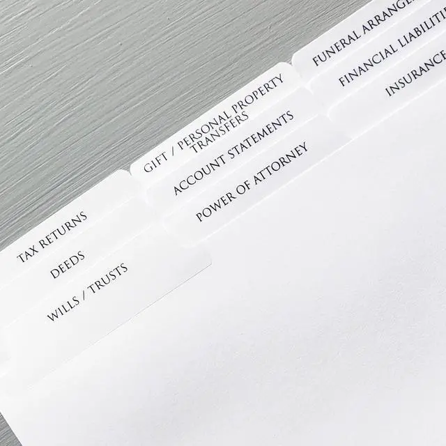 Alt view image 2 of 3 - Estate Planning Index TAB DIVIDERS Sets of 12. Pre-Printed with Helpful Categories to Keep Your Important Papers Organized. (25)