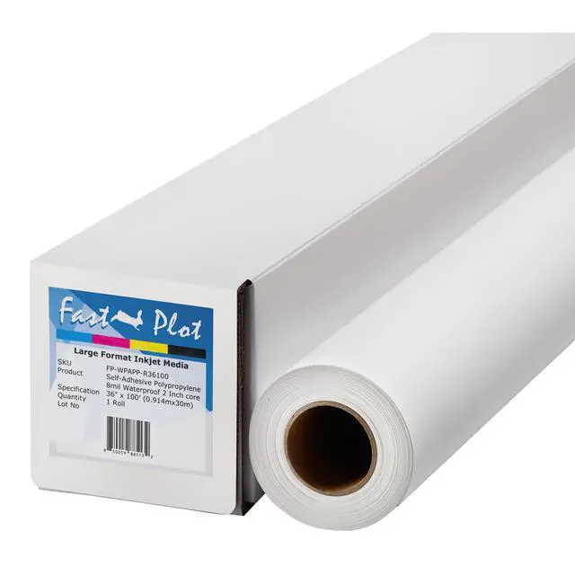 Alt view image 3 of 7 - Self Adhesive Polypropylene Banner 8 mil WP - 36inch x 100ft Roll - 2inch core