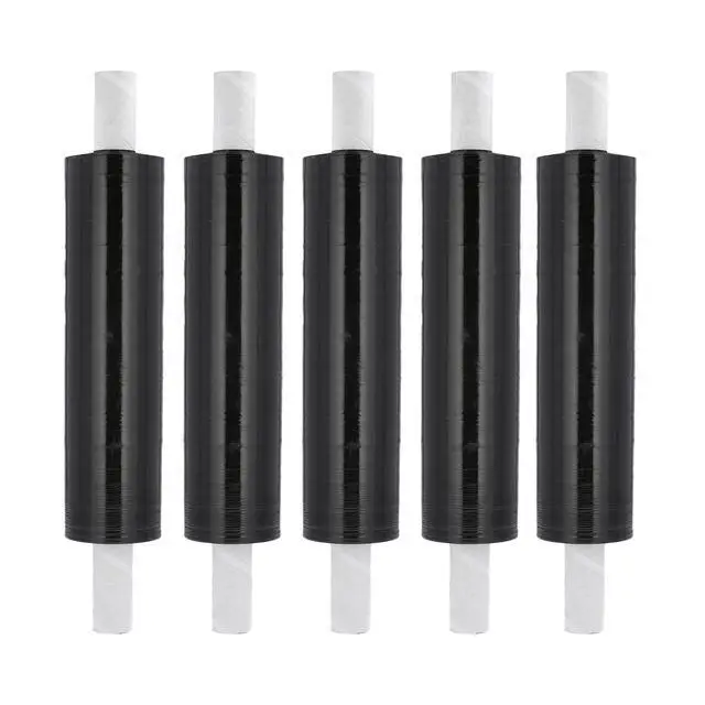 Alt view image 3 of 7 - PSBM Dark Black Stretch Wrap with Handles 8 Rolls 30 Inch x 1000 Feet 80 Gauge, Heavy Duty Plastic Wrap Industrial Strength Shrink Film for Moving, Packing & Shipping