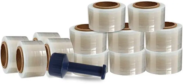 Main image of WOD SFCB80 Heavy Duty Hand Stretch Film Wrap 80 Gauge Thick with Dispenser - Clear Shrink Wrap Ideal for Moving, Packing, & Palletizing Applications: 5" in. x 1000 Ft (12-Rolls)
