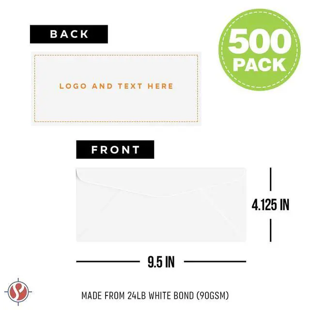 Alt view image 6 of 6 - Customize Your #10 Regular Business Envelopes - Upload Your Full Color Logo and Info/Return Address - Custom Printing - We Will Professionally Print Your White Envelopes - 500 Envelopes per Pack