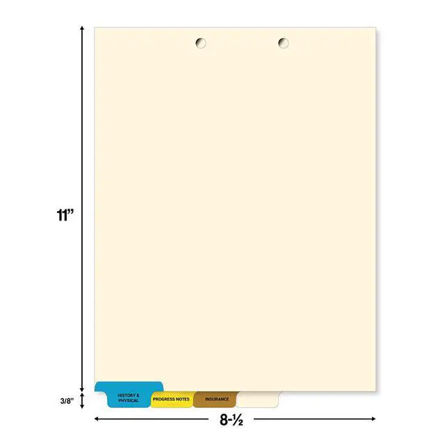 Alt view image 5 of 7 - Stock Medical Chart Dividers, 400 Sets of 4 Popular Healthcare Index Tabs, Bottom Tab, 8-1/2" x 11-3/8", File Folder Organizer for Nursing Patient Charts & Medical Records