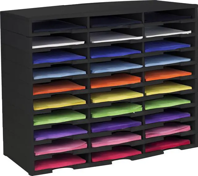 Main image of Modular 30-Compartment Literature Organizer, Black