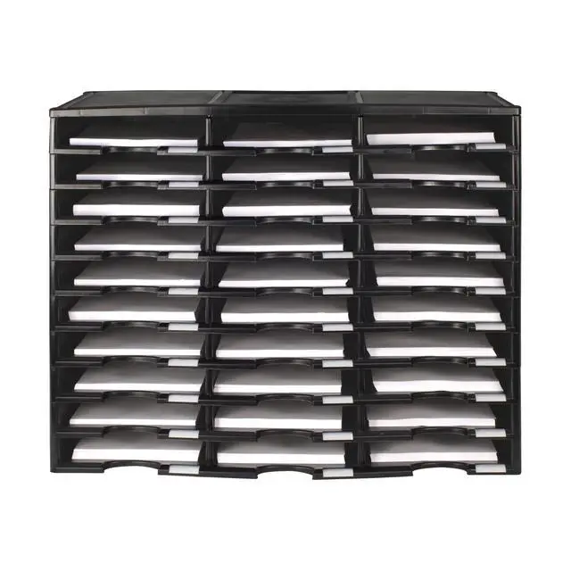 Alt view image 3 of 7 - Modular 30-Compartment Literature Organizer, Black