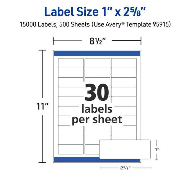 Alt view image 5 of 6 - Printable Address Labels with Sure Feed, 1" x 2-5/8" Customizable Stickers, White, 15,000 Blank Mailing Labels for Laser Printers, Great for Mailing, Shipping, and More (95915)