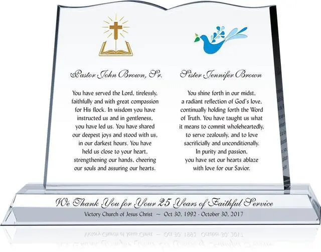 Main image of Pastor and Wife Appreciation Gift Plaque, Personalized with Pastor & Wife Name, Church Name, and Personal Text Unique Thank You Gift for Pastor and First Lady Anniversary (L - 12")