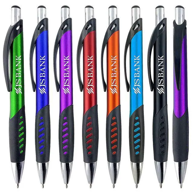 Alt view image 3 of 3 - Promotional Pens With your Custom Logo or Text-300 Pack Bulk-for Businesses, Parties, and Events, Custom Printed Metallic/ Colored Click Action Ballpoint Pens, Rubber Grip, Black Ink, Orange Pens