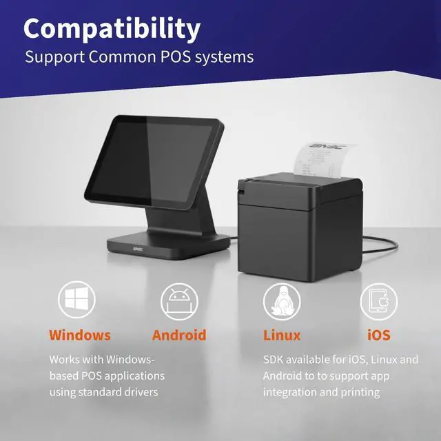 Alt view image 3 of 7 - BTP-S80 Receipt Printer with Auto Cutter, 250 mm/s Printing Wireless POS Printer | Windows Driver and iOS/Android/Linux SDK | 80mm Thermal Receipt Printer for Everyday Business (USB, Bluetooth)