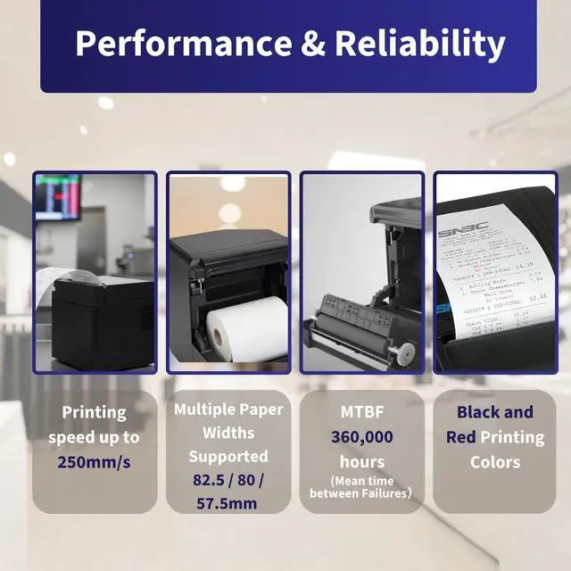 Alt view image 5 of 7 - BTP-S80 Receipt Printer with Auto Cutter, 250 mm/s Printing Wireless POS Printer | Windows Driver and iOS/Android/Linux SDK | 80mm Thermal Receipt Printer for Everyday Business (USB, Bluetooth)