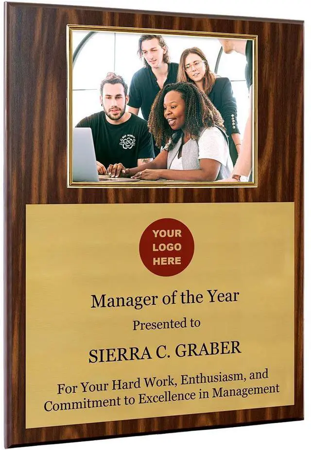 Main image of Personalized Photo Plaque Add Your Custom Text and Artwork Comes w/a Silver or Gold Frame - Great for Manager on Duty Employee of the Month or Corporate Awards and Plaques (18 x 24" w/8.5 x 11" Frame)
