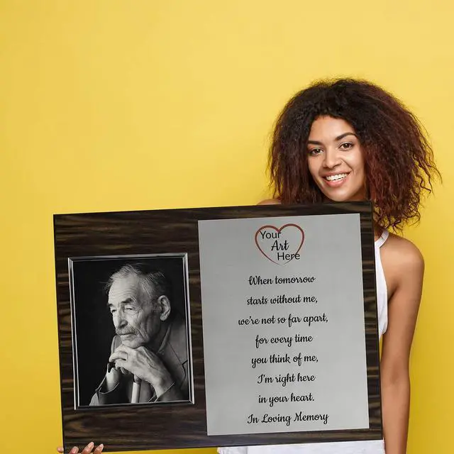 Alt view image 3 of 5 - Personalized Photo Plaque Add Your Custom Text and Artwork Comes w/a Silver or Gold Frame - Great for Manager on Duty Employee of the Month or Corporate Awards and Plaques (18 x 24" w/8.5 x 11" Frame)