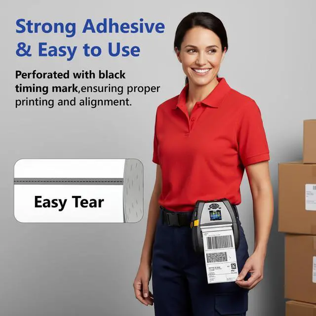 Alt view image 3 of 7 - 4x6 Mobile Printer Labels Premium Thermal Printer Labels Compatible with Zebra Printers Strong Adhesive and Direct Thermal Printer Paper 105 Labels per Roll, 0.75" Core (24 Rolls)