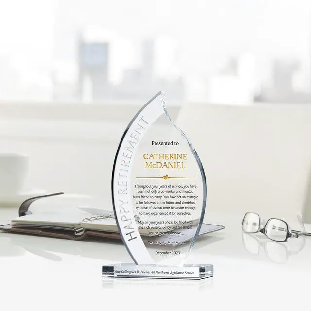 Alt view image 2 of 6 - Personalized Happy Retirement Gift Plaque for Man Co-Worker or for Woman Co-Worker, Unique Custom Retirement Gift for Friends & Colleagues, for Mentor, Manager or Boss (XL - 12")