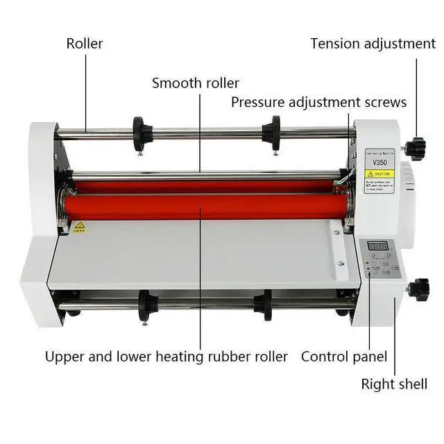 Alt view image 2 of 7 - 13.78" Thermal Laminator Machine, 4-Roller Hot Cold Roll Laminator for A3/A4/A6, Digital Temperature Control, Avoid Misfed Paper Jams, for Office School Document Photo Laminating (C-51)