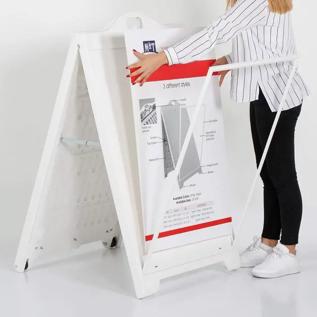 Alt view image 3 of 7 - Street SignPro without Lens Protective Cover, 24x36 Inch Poster White Double Sided Sandwich Board Folding A-Frame Sidewalk Curb Sign Portable Advertising Display for Restaurant Cafe