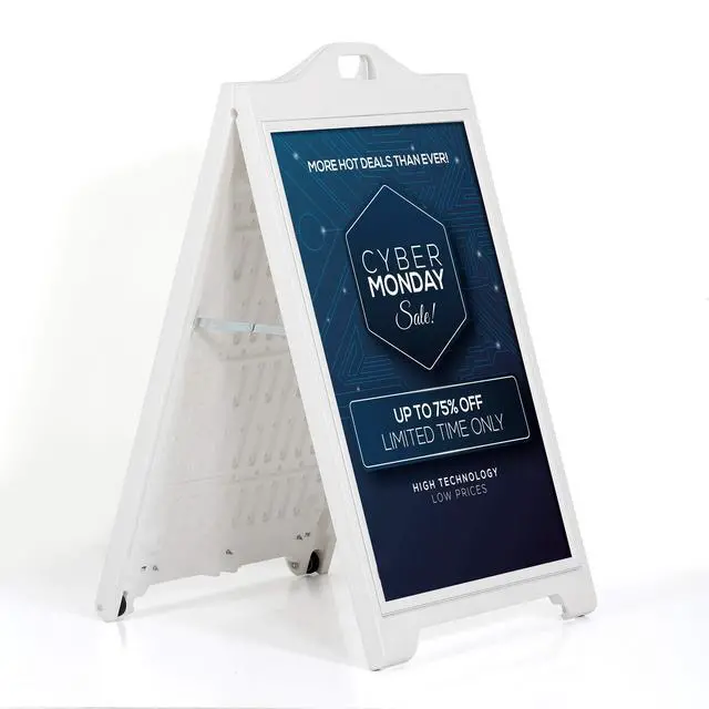 Alt view image 7 of 7 - Street SignPro without Lens Protective Cover, 24x36 Inch Poster White Double Sided Sandwich Board Folding A-Frame Sidewalk Curb Sign Portable Advertising Display for Restaurant Cafe