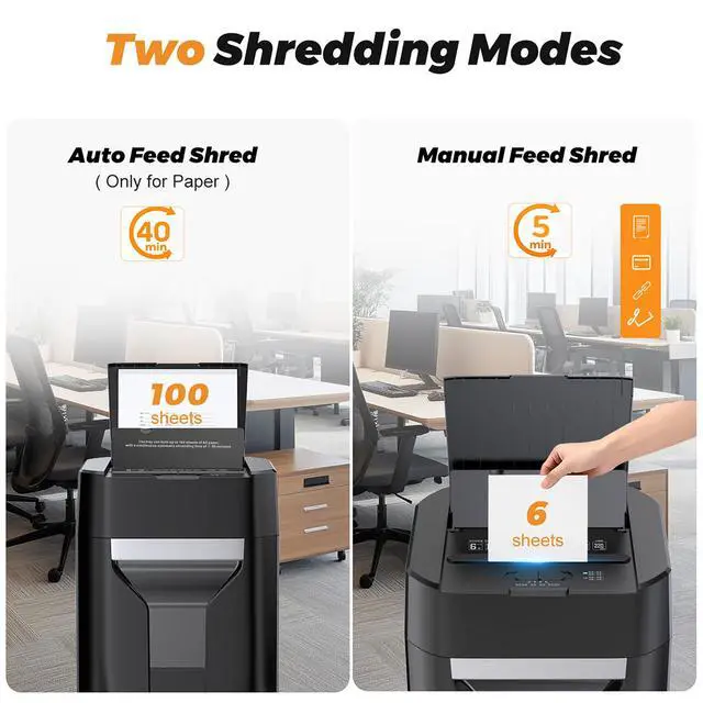 Alt view image 2 of 7 - 100-Sheet Auto Feed Paper Shredder with Wheels High-Capacity, Quiet, Cross-Cut for Home & Office, Secure Document Shredding