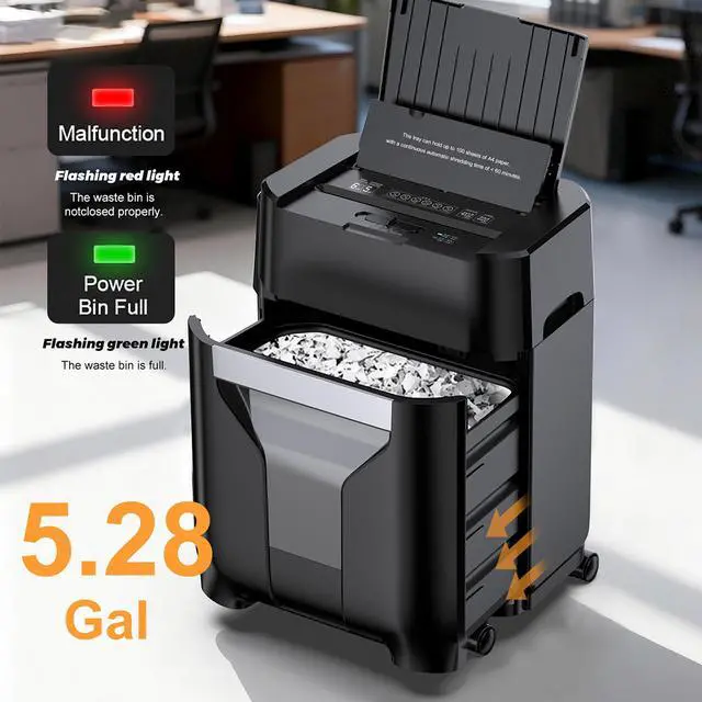 Alt view image 6 of 7 - 100-Sheet Auto Feed Paper Shredder with Wheels High-Capacity, Quiet, Cross-Cut for Home & Office, Secure Document Shredding