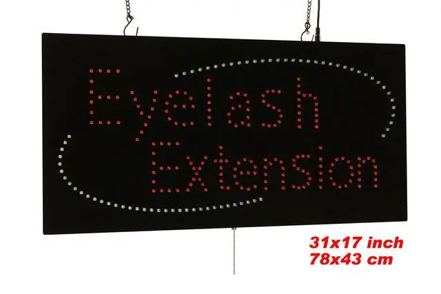 Alt view image 2 of 6 - Eyelash Extension Sign, Jumbo Size, 31"x17", 78x43cm, LED, Neon, Florescent, Signage, Signboard, Display, Billboard, Screen, Grand Opening, Gift