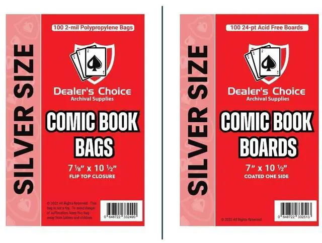Main image of Gemini Premium Comic Book Bags and Boards | Silver Size (7 1/8" x 10 1/2" Bags, 7" x 10 1/2" Boards) | 2-mil Polypropylene Bags, 24-pt Acid-Free (1000 Each)