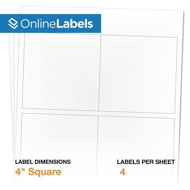 Alt view image 2 of 7 - OnlineLabels 4" x 4" Square Labels - Permanent Adhesive, White Matte - Great for Product Labels, Organization, Jars, & More - for Inkjet & Laser Printers - Pack of 4,000 Labels, 1,000 Sheets OL3027WX