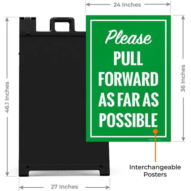 Alt view image 3 of 7 - Please Pull Forward As Far As Possible Sidewalk Sign Kit, | 24x36 Inches, With A Frame Stand, Made in USA by
