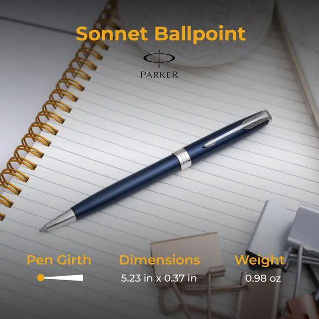 Alt view image 5 of 7 - Parker Sonnet Ballpoint Pen, Blue Lacquer with Chrome Trim, Custom Engraved Promotion, Retirement, Board Recognition, or Executive Gift