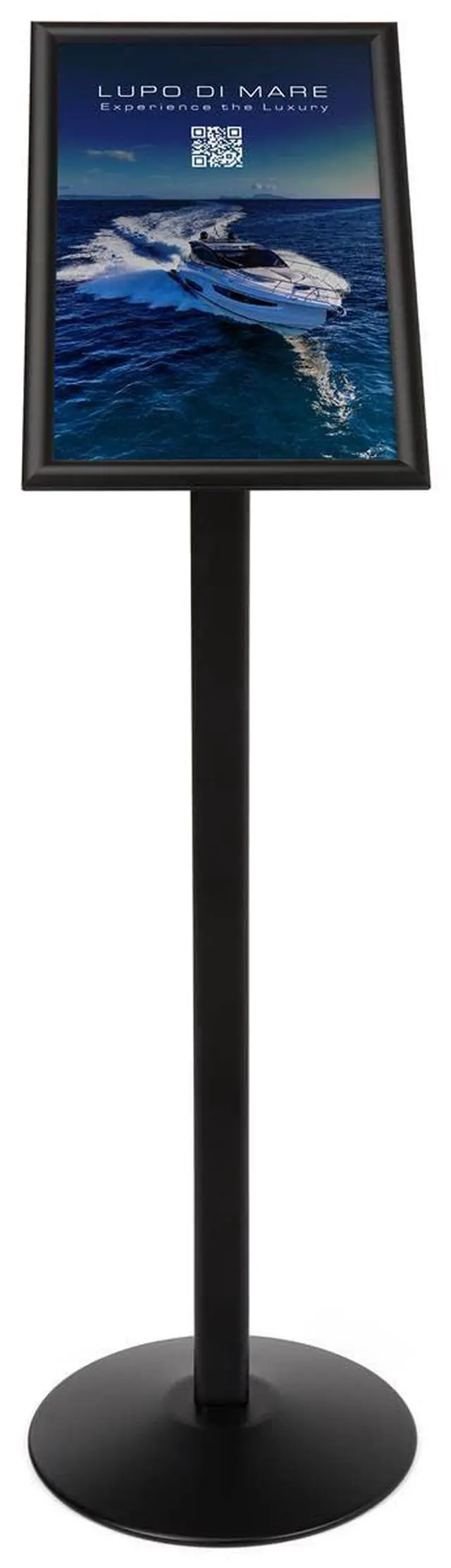 Alt view image 2 of 4 - Advertising Sign Stands 49-1/4 Tall for 11 x 17 Image Black Matte Finish Aluminum Metal Poster Holders Signage Displays Have Snap Frames for Fast Sign Changes