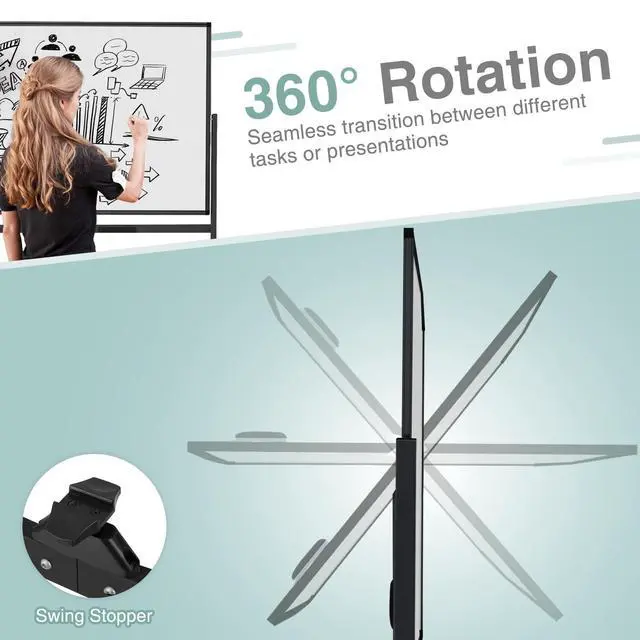 Alt view image 2 of 7 - Rolling Whiteboard, 72" x 36" Large Double-Sided Dry Erase Board | Aluminum Alloy Frame, 1 Eraser, 6 Markers and 12 Magnets, Mobile White Board on Wheels for Office Home School Classroom