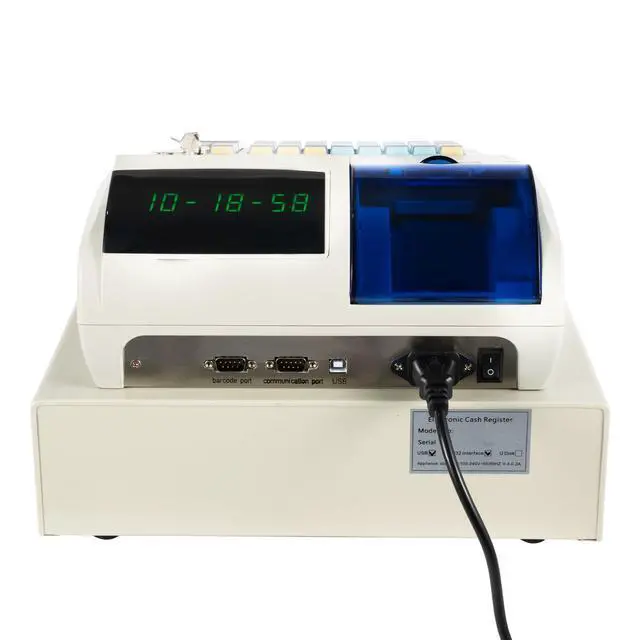 Alt view image 5 of 7 - Electronic Cash Register, 48 Keys Commercial Cash Registers Cash Register POS Systems Stainless Steel Registers w/Thermal Print Head&8 Digital LED for Shopping Malls Retailers Restaurants (White)