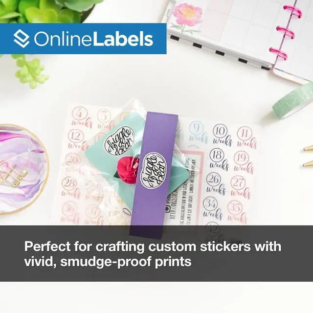 Alt view image 6 of 6 - 8.5 x 11 White Gloss Sticker Paper (Laser Printers Only) - 500 Sheets - Full Sheet Labels - OnlineLabels