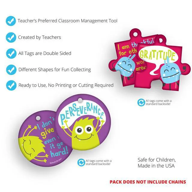 Alt view image 3 of 7 - Brag Tags Build & Support Good Character Traits & Behavior in Kids & School Students Monthly Character Value Pack: 500 Brag Tags (50 for Each Design)