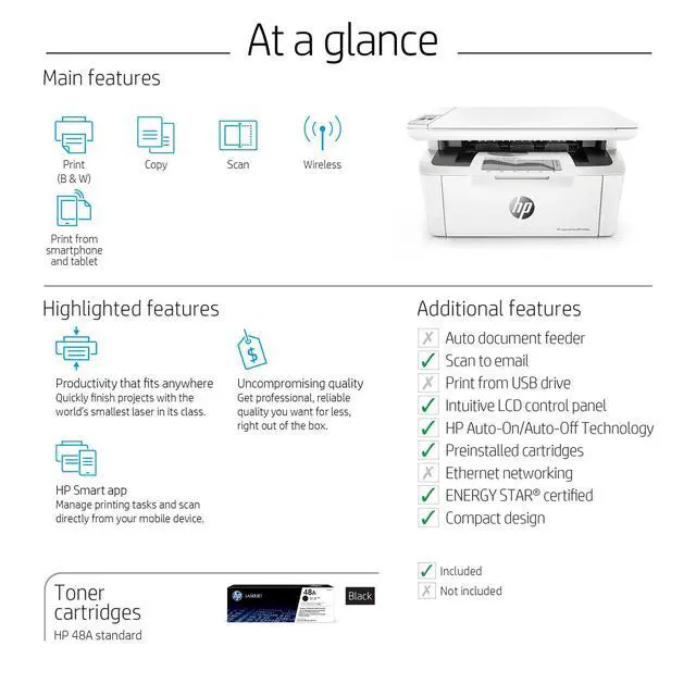 Alt view image 7 of 7 - Laserjet Pro MFP M29w Wireless Monochrome All-in-One Printer, Works with Alexa (Y5S53A)