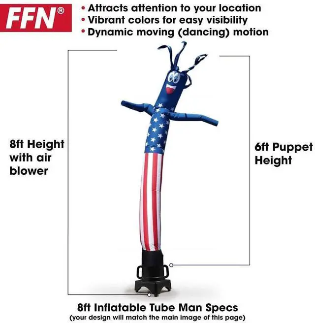 Alt view image 3 of 3 - American Flag USA 6' Foot Tall Inflatable Tube Man Air Powered Waving Puppet, Air Blower Motor Included Dancer by Feather Flag Nation (American, 6 FT)