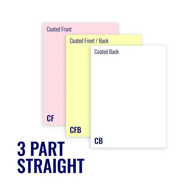 Alt view image 2 of 2 - 8.5 x 11 Superior Carbonless Paper, 3 Part Straight/Forward (Bright White/Canary/Pink), 833 Sets, 2500 Sheets, 5 Reams