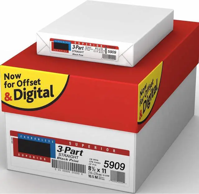 Main image of Superior 8.5 x 11 Carbonless Paper, 3-Part STRAIGHT/FORWARD, 1670 Sets (5000 Sheets)