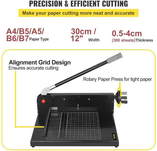 Alt view image 3 of 7 - Guillotine Paper Cutter 12",Heavy Duty Paper Cutter A4 400 Sheets, Paper Guillotine Cutting Width 30 cm,Paper Slicer Cutting Thickness Max 4 cm, Paper Slicer for Cutting Paper, PVC etc