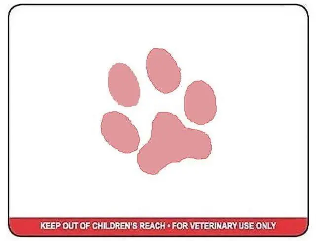 Main image of Veterinary Prescription Labels with Paw Print & Warning, 24 Rolls, 2-1/8" x 2-3/4", 400 per roll, (24, Red)