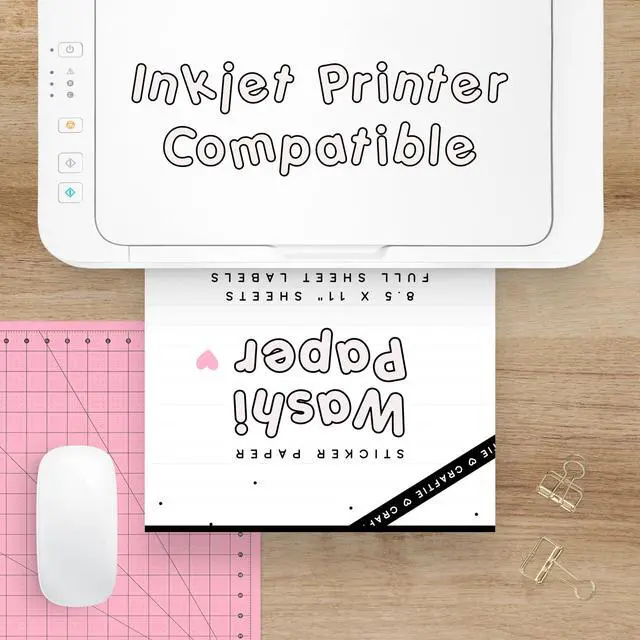 Alt view image 3 of 4 - 8.5 x 11 Washi Paper with Clear PET Backing Sticker Paper White Printable Inkjet Printer Compatible Full Sheet Letter Size Labels (250 Sheets)
