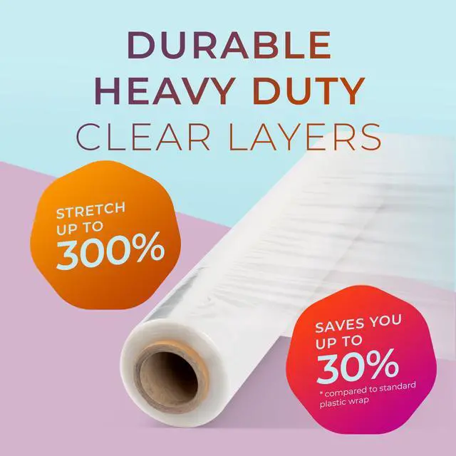 Alt view image 4 of 6 - Primepack Heavy Duty Stretch Wrap | Clear Plastic Shrink Wrap for Moving and Pallet Wrapping | 80 Gauge Thick | 18" x1500 Roll (8 Pack)