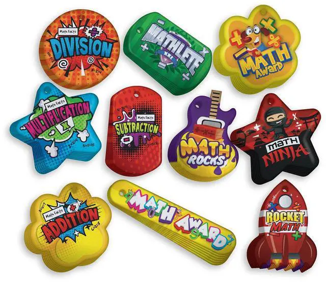 Main image of Build & Encourage Young Students' Basic Math Skills Brag Tag Value Pack: 500 Tags (50 Tags for Each Shape)