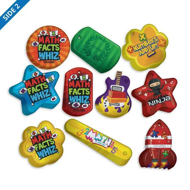 Alt view image 2 of 6 - Build & Encourage Young Students' Basic Math Skills Brag Tag Value Pack: 500 Tags (50 Tags for Each Shape)