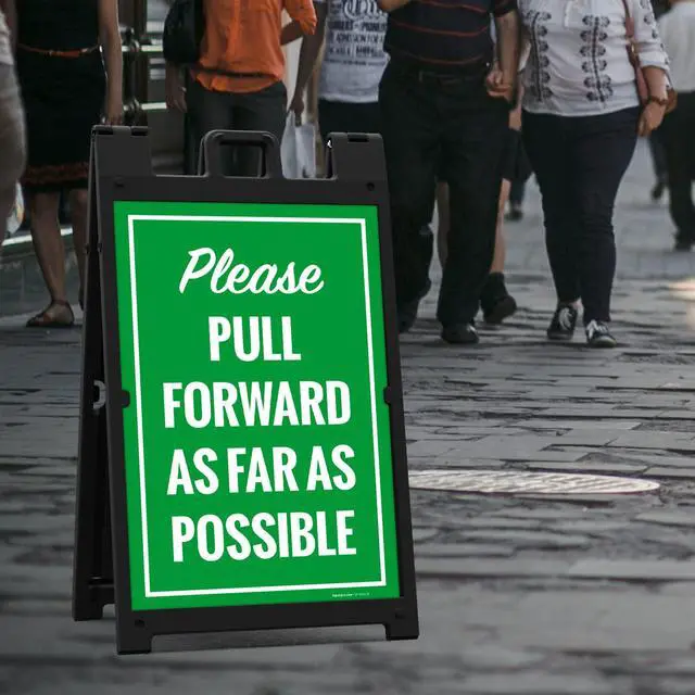 Alt view image 2 of 7 - Please Pull Forward As Far As Possible Sidewalk Sign Kit, | 24x36 Inches, With A Frame Stand, Made in USA by
