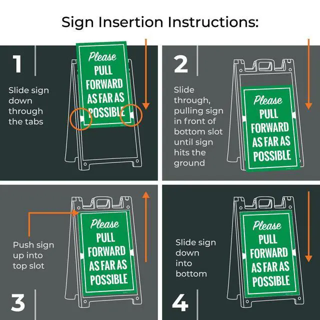 Alt view image 4 of 7 - Please Pull Forward As Far As Possible Sidewalk Sign Kit, | 18x24 Inches, With A Frame Stand, Made in USA by