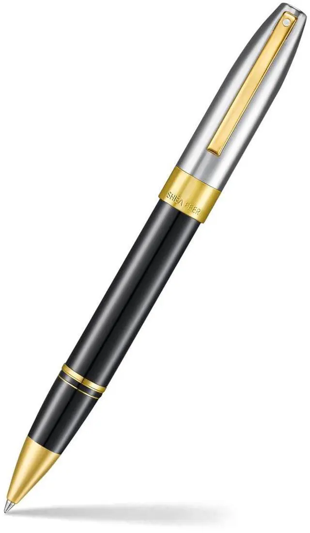 Main image of Legacy 9065 Rollerball Pen, Black Tuxedo Medalist Finish with 14KT PVD Gold Trim, Includes Custom Leather Pouch & Luxury Gift Box
