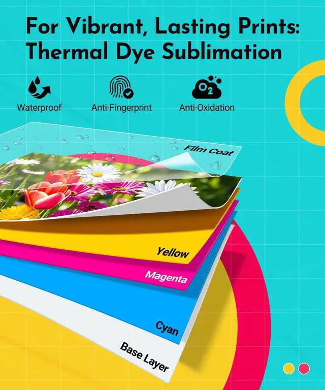 Alt view image 3 of 7 - Compatible for M100/M110/M200/M210 4" x 6" Photo Printer 320 Sheets Photo Paper & 8 Ink Cartridges, for DHP512/DHP513/DHP514/DHP515 Refill, Dye Sublimation, Full-Color, Display, Framing