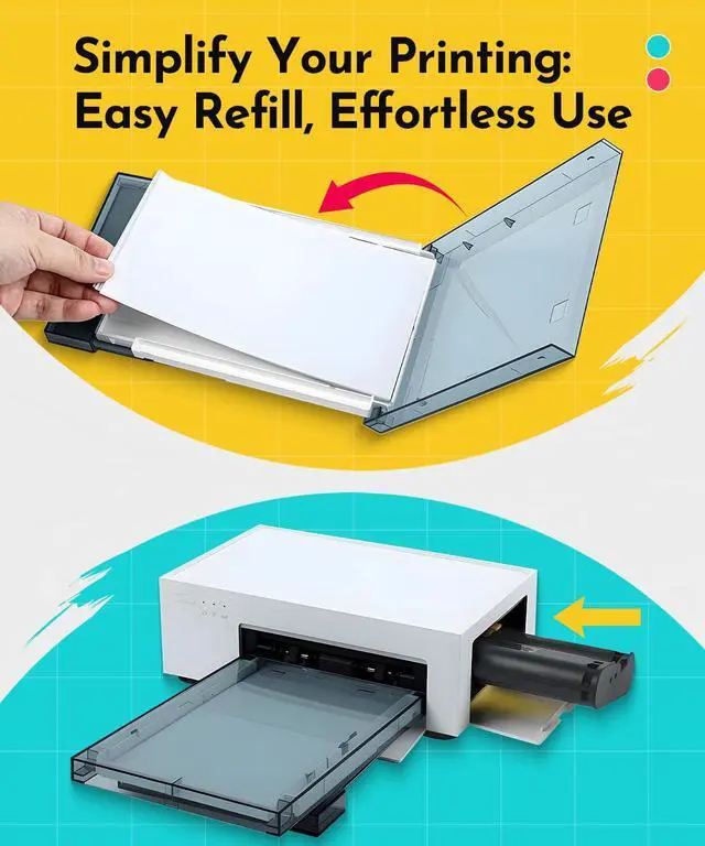 Alt view image 4 of 7 - Compatible for M100/M110/M200/M210 4" x 6" Photo Printer 320 Sheets Photo Paper & 8 Ink Cartridges, for DHP512/DHP513/DHP514/DHP515 Refill, Dye Sublimation, Full-Color, Display, Framing