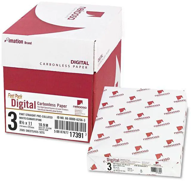 Main image of Fast Pack Carbonless 3-Part Paper, 8.5 X 11, White/Canary/Pink, 500 Sheets/Ream, 5 Reams/Carton