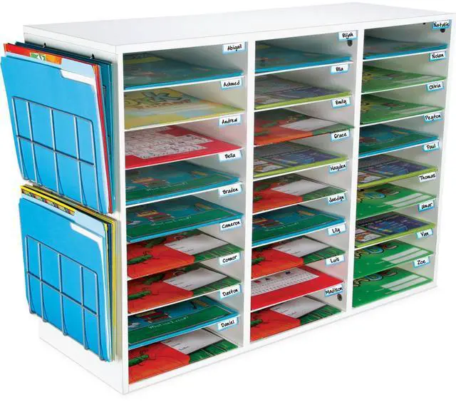 Main image of Classroom Mail Center with Paper Holders - 1 Mail Center, 2 Wire Racks